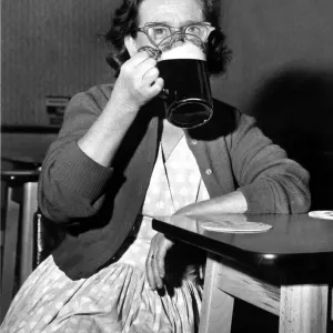 54 Year old miners wife, Elsie Danes who can drink a pint of mild in under 9 seconds