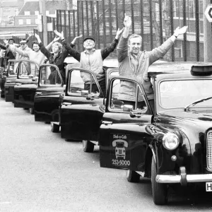 Some of the 60 angry Cabbies forced to queue outside the London Carriage Office Some of the 60 angry Cabbies forced to queue outside the London Carriage Office