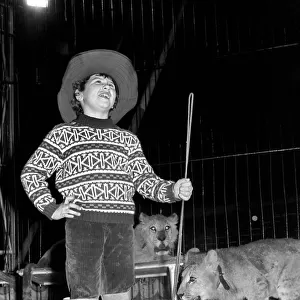 7 years old Paul Colins, seen here in the circus ring lion taming