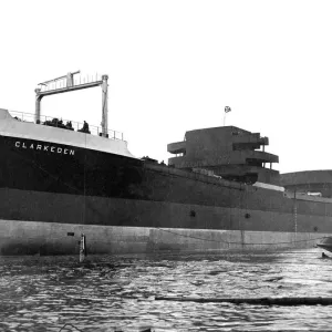 The 9, 300 ton motor ship Clarkeden afloat for the first time after her launch The 9, 300 ton motor ship Clarkeden afloat for the first time after her launch