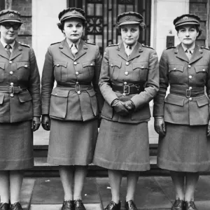 Black and white photograph print of A.T.S. Officers arriving in Canada