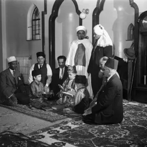 Abdullah Satar at an Arab Ceremony in a Cardiff Mosque before leaving on a pilgrimage to Abdullah Satar at an Arab Ceremony in a Cardiff Mosque before leaving on a pilgrimage to