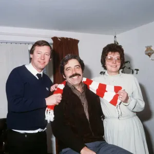 Alex Ferguson and Cathy with Jimmy Reid, 1983 Print Alex Ferguson and Cathy with Jimmy Reid, 1983 Print