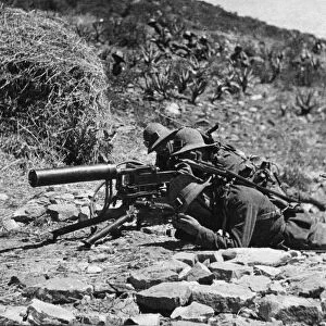 Abyssinian War October 1935 Italian machine gun post guarding the rear of
