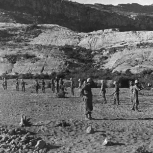 Abyssinian War October 1935 Italian troops passing stones down a human chain for Abyssinian War October 1935 Italian troops passing stones down a human chain for