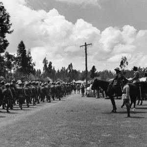 Abyssinian War September 1935 A mounted officer taking the salute as the Abyssinian Abyssinian War September 1935 A mounted officer taking the salute as the Abyssinian