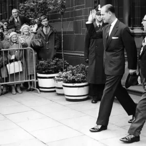 Accompanied by the Lord Mayor of Manchester, Prince Philip, Duke of Edinburgh Ald. R Accompanied by the Lord Mayor of Manchester, Prince Philip, Duke of Edinburgh Ald. R