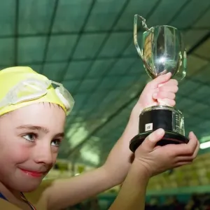 Action at the Guisborough Swimming Club Gala - Winner Christopher Wilkinson showing off