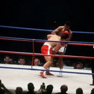 Action during the heavyweight world title fight between Muhammad Ali