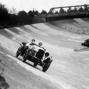 Action during a motor race at Brooklands track in Surrey March 1966