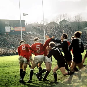 Action from the New Zealand v British Lions test at Wellington. 1971