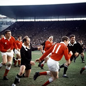Action from the New Zealand v British Lions test at Eden Park, Auckland. 1970s