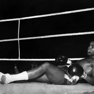 Action during the non-title heavyweight fight between American Cassius Clay