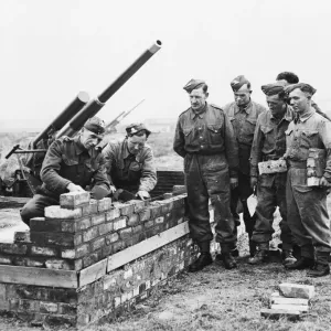 Print of Soldiers Learning Brick Laying Skills