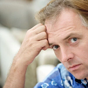 Actor and comedian, Rik Mayall, pictured at home four months after his horrific quad bike