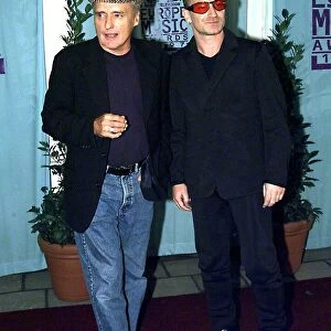 Actor Dennis Hopper and lead singer from U2, Bono at the MTV Music Awards in Rotterdam
