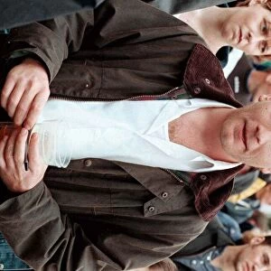 Actor Ewan McGregor August 1998 at Crieff Highland Games enjoying a pint before his film