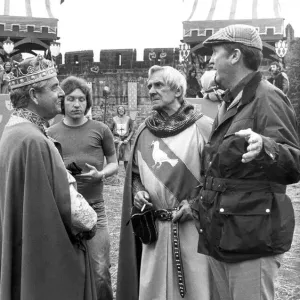 Print of Kenneth More as King Arthur and John Le Mesurier as Sir Gawain at Alnwick Castle in Northumberland, 1978 Print of Kenneth More as King Arthur and John Le Mesurier as Sir Gawain at Alnwick Castle in Northumberland, 1978