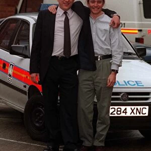 Actor Mark Wingett who stars in The Bill seen here with brother Matthew who has written a