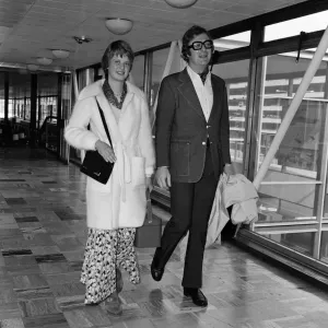 Michael Caine and Dominique at Heathrow Print, 20th March 1973