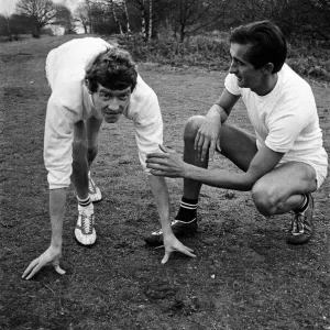 Actor Michael Crawford training with Olympic athlete Gordon Pirie for his upcoming role Actor Michael Crawford training with Olympic athlete Gordon Pirie for his upcoming role