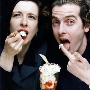 Peter Capaldi and Elaine Celebrate with Cream Print 1992 Peter Capaldi and Elaine Celebrate with Cream Print 1992