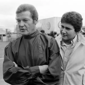Actor Roger Moore on location at the RAF Upper Heyford, Oxon Actor Roger Moore on location at the RAF Upper Heyford, Oxon
