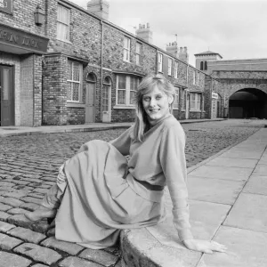 Actor Sarah Lancashire in a 1987 photo shoot on the cobbles of the set of Coronation Actor Sarah Lancashire in a 1987 photo shoot on the cobbles of the set of Coronation