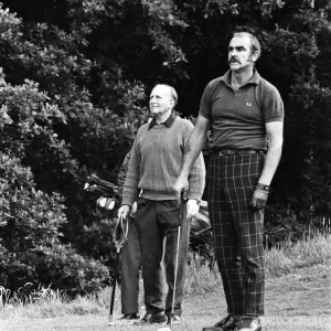 Black and white print of Sean Connery playing golf at Wentworth