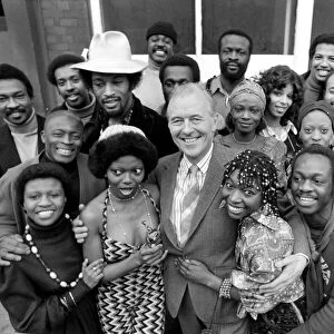 Actors and actresses from the West End production The Black Mikado starring Michael