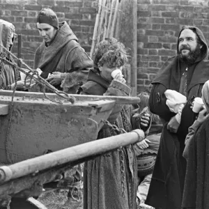 Actors take a break in the filming of Hamlet at Dover Castle 23rd April 1990 Actors take a break in the filming of Hamlet at Dover Castle 23rd April 1990