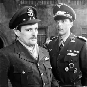Actors David McCallum (left) and Anthony Valentine on the film set during filming of Actors David McCallum (left) and Anthony Valentine on the film set during filming of