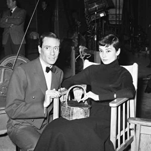 Actress Audrey Hepburn with her American film actor husband Mel Ferrer at Pinewood