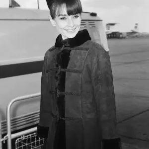 Actress Audrey Hepburn arriving in London from Zurich for the Royal Charity Premiere of Actress Audrey Hepburn arriving in London from Zurich for the Royal Charity Premiere of