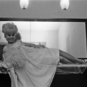 Actress Barbara Windsor in her dress that she plans to wear for the Royal premiere of her Actress Barbara Windsor in her dress that she plans to wear for the Royal premiere of her
