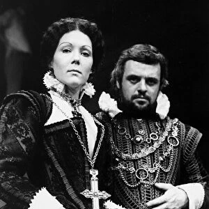 Actress Diana Rigg and Anthony Hopkins in an Old Vic theatre production of Macbeth