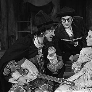 Actress Diana Rigg with Bill Travers & Peter Jeffrey in production of Taming of the Shrew