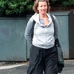 Actress Emma Thompson who is pregnant and out and about. dtgu