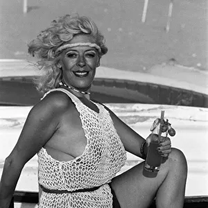 Actress Julie Goodyear, Bet Lynch in Coronation Street, on holiday in Portugal