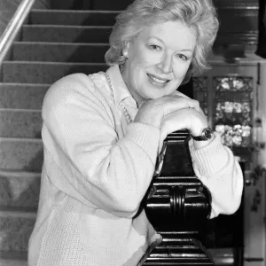 Actress June Whitfield pictured at home. 27th August 1987 Actress June Whitfield pictured at home. 27th August 1987