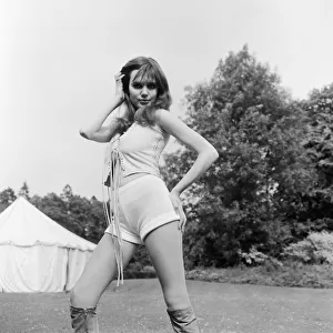 Actress and former model Madeline Smith pictured during a break in filming "
