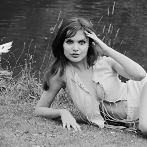 Actress and former model Madeline Smith pictured during a break in filming "