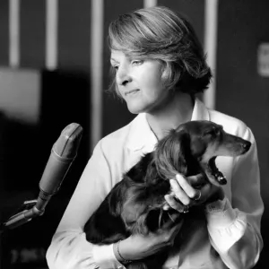 Print of Actress Penelope Keith with Dachshund