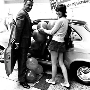 Actress Sally Geeson at Cowies car showroom in Sunderland in September 1970