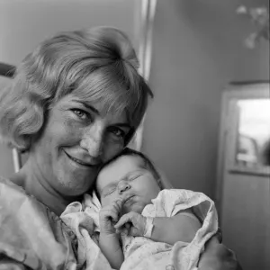Sheila Hancock with newborn baby Melanie, Print Sheila Hancock with newborn baby Melanie, Print
