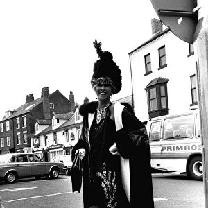 Actress Sue Lloyd in Tynemouth on 30th July 1986 dressed in her costume for her role in