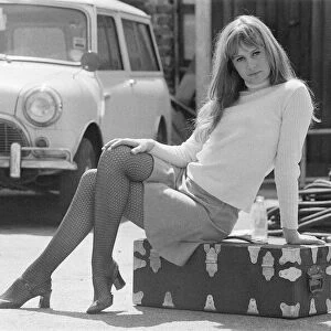 Actress Susan George, pictured on the film set during a filming break in Tooting High
