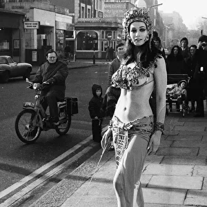 Actress Valerie Leon in a publicity stunt for the Hammer Horror film Blood From