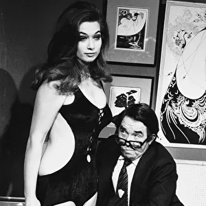 Actress Valerie Leon and Ronnie Corbett in a scene from the film No Sex Please We