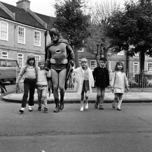 Adam West as Batman helps out with road safety campaign in London which is being Adam West as Batman helps out with road safety campaign in London which is being